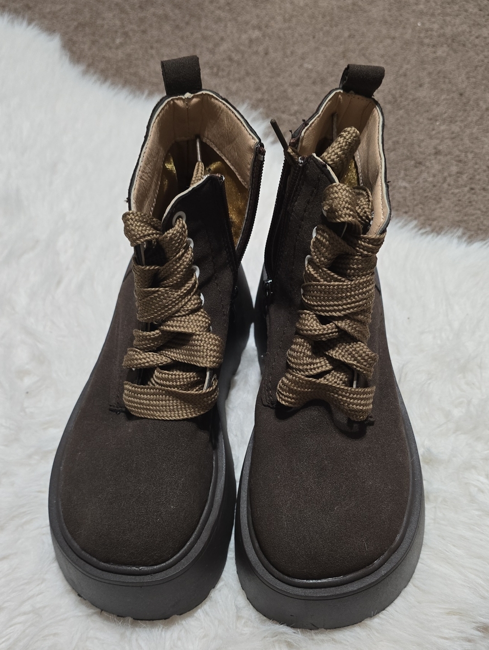 Women’s Brown Lace-Up Platform Boots